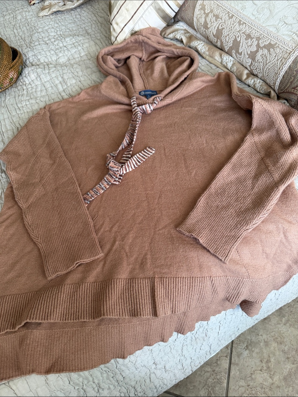 Democracy camel colored hoodie sweater Label Sweater large